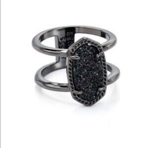 Kendra Scott Elyse Gunmetal Black Druzy Ring